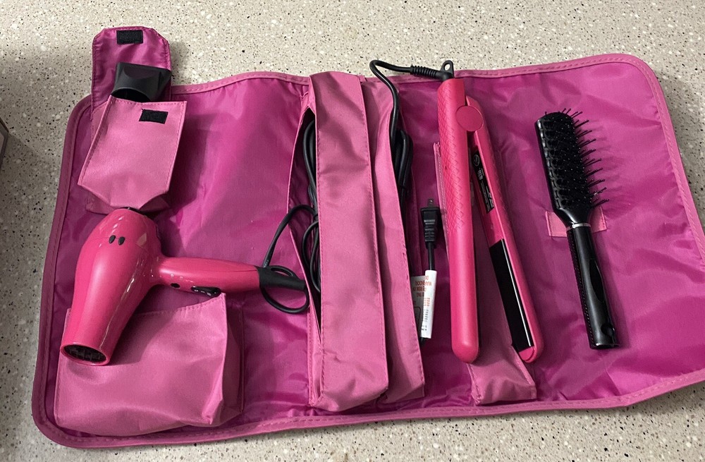 Travel Hair Essentials Kit Gift Set (pink)