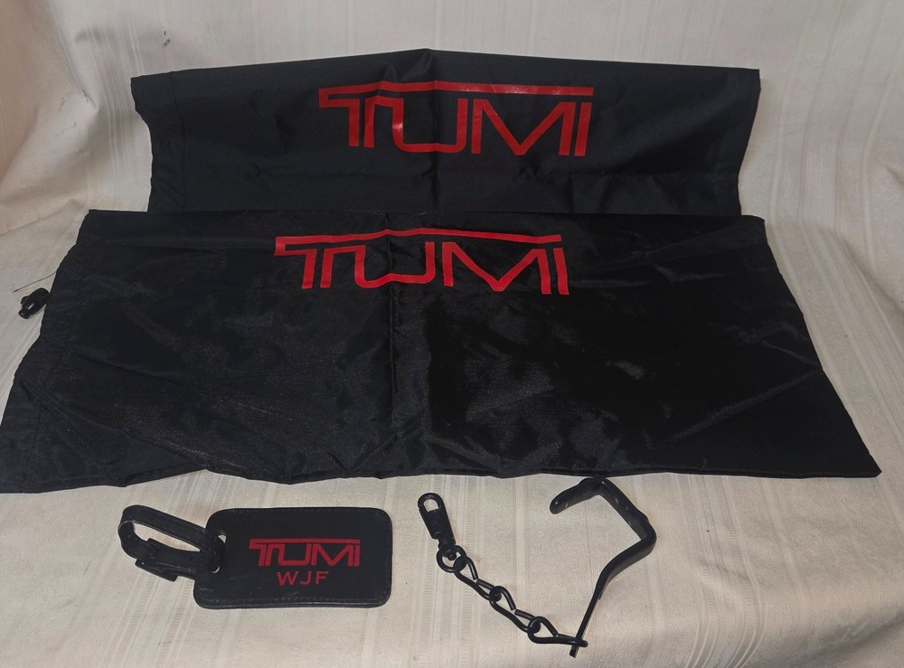 TUMI Luggage Travel Laundry Dust Bag Drawstring (2) + Name Tag + Hanging Hook