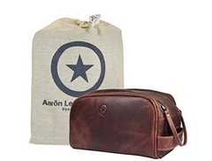 Leather Toiletry Bag for Men | Grooming Travel Kit | With Waterproof Dark Brown