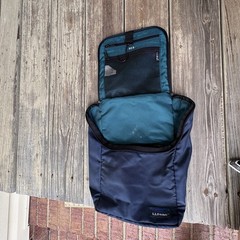 Vintage LL Bean Teal Navy Blue Hanging Toiletry Bag Travel Organizer Nylon