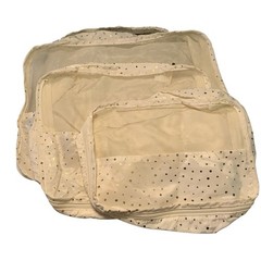 3 Shiraleah Chicago Packing Cube Nest Bags 2 Zip Sleeves Pouch Ivory Gold