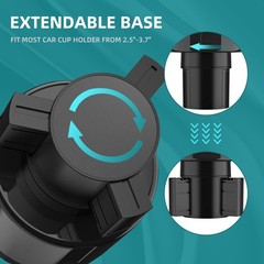 TYKOR Car Cup Holder Expander Adapter with Offset Base, black
