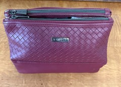 Joan & David Waffle Weave Toiletry Bag Burgundy