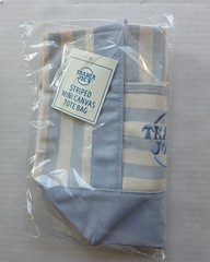 One (1) Trader Joe&rsquo;s Striped Mini Canvas Tote Bag – Light Blue