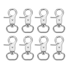8 Swivel Hooks with Snap, for 15mm (5/8&Prime;) Lanyard Clips Silver White