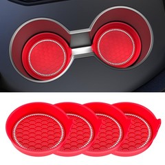 Amooca Car Cup Coaster Universal Non-Slip Holders Bling 4 pack, Red