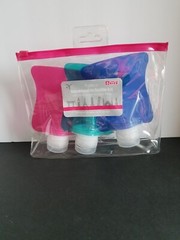 CVS 4 Piece Squeezable Travel 3 Oz Bottle Kit with Clear Carry Bag New