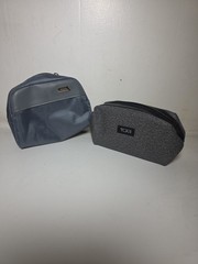TUMI for Delta Small Personal Toiletries Travel Bag Zip Up Gray & Black Bundle