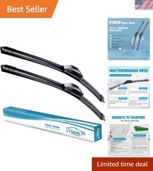 OEM Quality 22 »+22 » All-Season Auto Windshield Natural Rubber J-Hook Wiper…