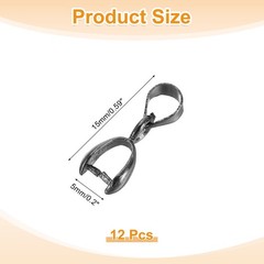 12pcs for Sterling Silver Bail Pinch, Clip 5mmx15mm, Metallic Black