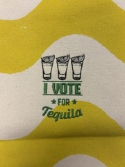 PEHR TOTE, large hamper, yellow and off white, with Tequila logo, new with tag