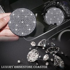 MEAJOO 2PCS Bling Cup Holder Coaster, 2.75 inch Full 2 pcs, Black & White