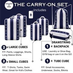 Compression Packing Cubes 6pc Set for Luggage, Travel Agency Gift, Family Travel