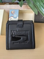FOSSIL TRAVEL ALARM CLOCK BLACK LEATHER CASE « WOODBURY » PR8024 CORPORATE
