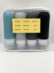 4x Silicone Travel Bottles Set Leak Proof TSA Approved 3oz Refillable Pouch Bag