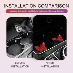UGSHY 2 PCS Bling Car Beautiful Butterfly Water Coaster, 2 PCS, Red & Black