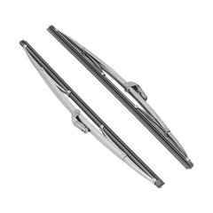12in/30.48cm Stainless Steel Front Windshield Wiper Blades Polished Silver VWCM