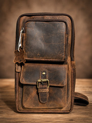 Genuine Leather Sling Bag – Vintage Crossbody Backpack, Unisex Travel Shoulder