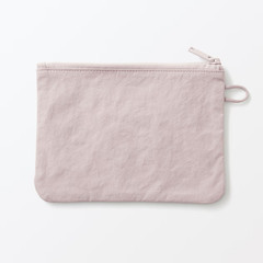 Muji Wrinkle Nylon Flat Pouch Pink M Approximately 19 x 13.5cm JP