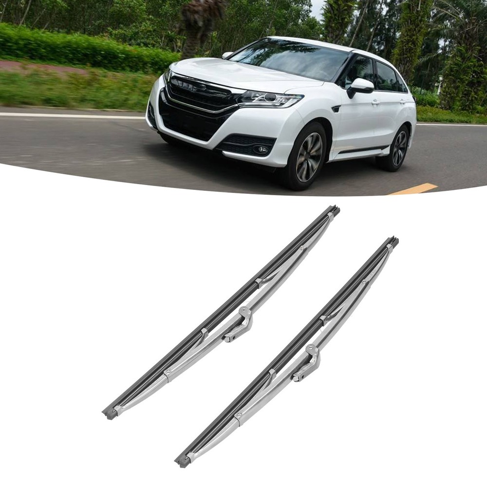 12in/30.48cm Stainless Steel Front Windshield Wiper Blades Polished Silver VWCM