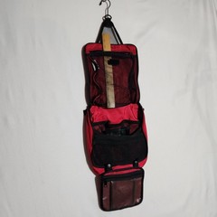 Vintage LL Bean Red Travel Toiletry MakeUp Hanging Organizer Expanding Bag Large