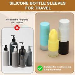 12 Pieces Silicone Travel Bottle Covers, Black for Travel