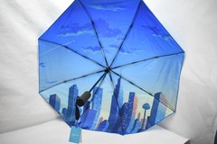 Morgan Stanley At Work Compact Travel Umbrella Blue Auto Open Close Skyline