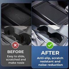KATORN Cup Holder Insert & Wireless Charging Protective Mat for Toyota Black