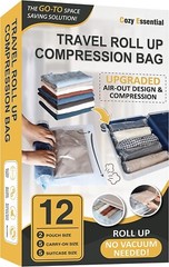 Travel Compression Bags, Roll Up Space Saver For Luggage,5 Lg.,5 Med.,2 Sm.