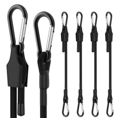 SDTC Tech 12 Inch Adjustable Bungee Cords with Carabiner 12inch-4pack, Black