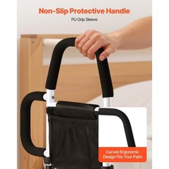 Bed Rail for Elderly, Bedside Assist Rails with Side Handle and PU Handrail, Adj