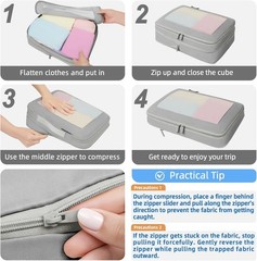 4 Set/6 Set/8 Set Compression Packing Cubes Travel Accessories Expandable Pac…
