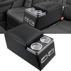 Universal Car Center Console Organizer with Cup Holder& Phone Holder, black