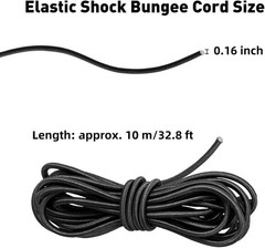 10mx4mm Marine Grade Bungee Shock Cords Elastic Tie Down 4mm Black, Black