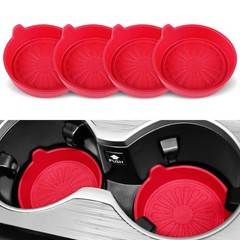 SINGARO Car Cup Holder, 4-Pack Silicone Coasters, Universal Flower Red