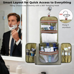 Large Hanging Toiletry Bag for Men, Travel Bathroom Bag with Hook, Hygiene Bag O