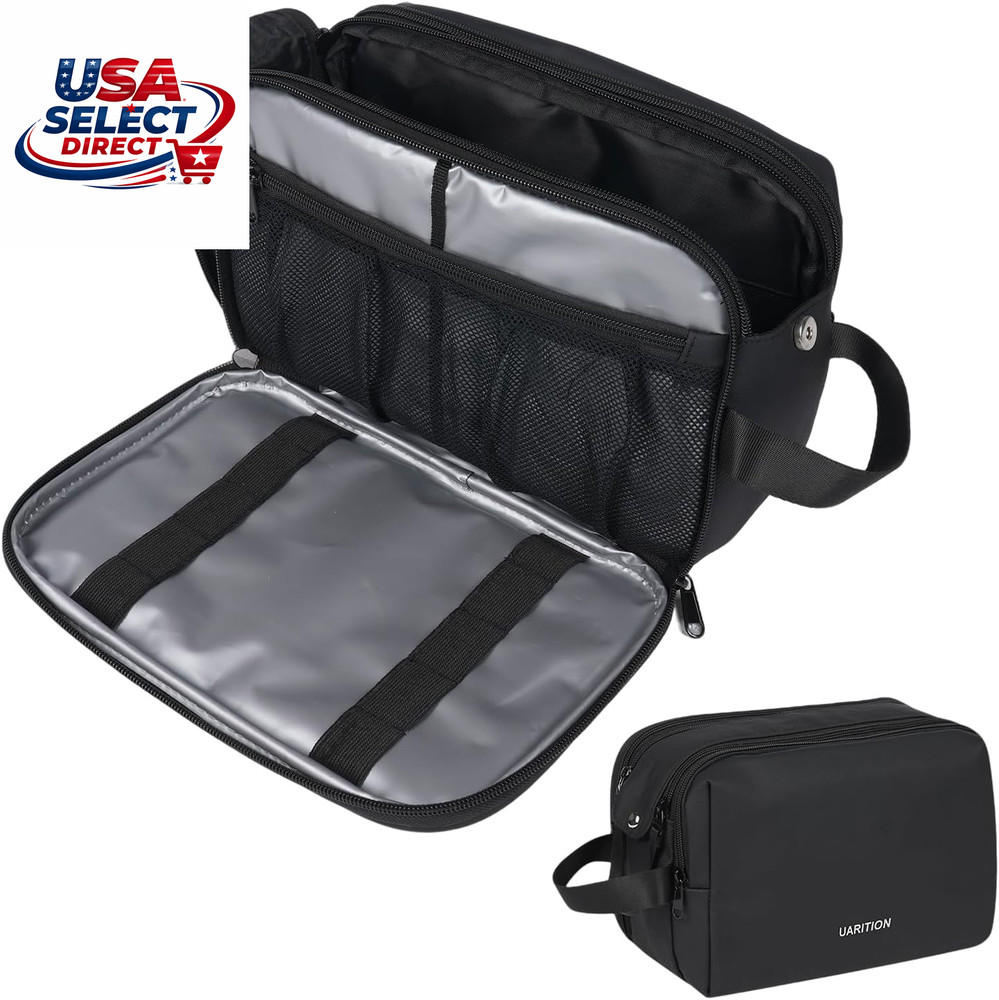 Travel Toiletry Bag for Men, Water-Resistant Dopp Kit, Black