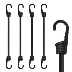MARRTEUM 12-Inch Bungee Cords with Hooks Black Elastic Rope 12 Inch,