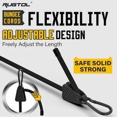 Bungee Cords with Hooks, 30-Pack Assortment – Black, Black&green&yellow