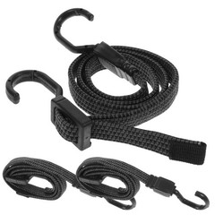 3Pcs Reusable Black Bungee Cords with Hooks Adjustable Rubber Cargo Straps