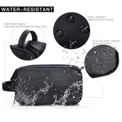Toiletry Bag Large Travel Shaving Organizer Elviros Black Leather 12&Prime;x6.7&Prime;x7.1&Prime;