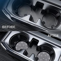 MEAJOO 2PCS Bling Cup Holder Coaster, 2.75 inch Full 2 pcs, Black & White