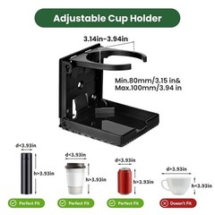 2pcs Adjustable Folding Cup Holder, Car Wall Mount Water Drink Coffee Black