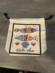 Brighton SEA BREEZE Fish Water Fun Travel Canvas Bag EXCELLENT small drawstring