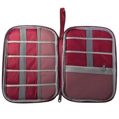 Queen Travel Electronics Organizer Tech Bag Pouch Burgundy Red Cable Case