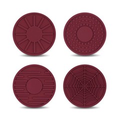 cueclue 4 PCS Car Coasters Cup Holder, 2.67 inch Silicone Anti Slip Red