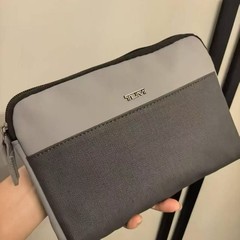 TUMI Canvas Amenity Kit Travel Pouch Toiletry Bag Gray Delta NWOT