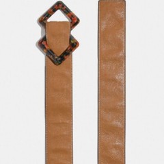 Coach Leather Tan Double Diamond Bakelite Small belt slouchy Boho vintage 70’s