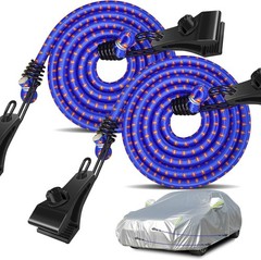 Hlogree 2PCS Car Cover Gust Straps Bungee Cord – Blue – 2pcs,