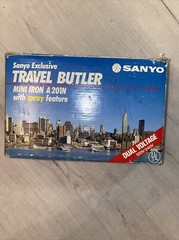 Sanyo Travel Butler Mini Iron w/Spray Dual Voltage 120V/240V box mABN BRAND NEW!
